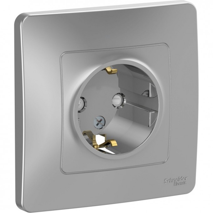 Розетка SCHNEIDER ELECTRIC BLANCA с/у, с заземлением, со шторками, 16А, 250В, алюминий BLNRS001113