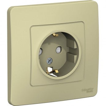 Розетка SCHNEIDER ELECTRIC BLANCA с/у, с заземлением, со шторками, 16А, 250В, бежевый