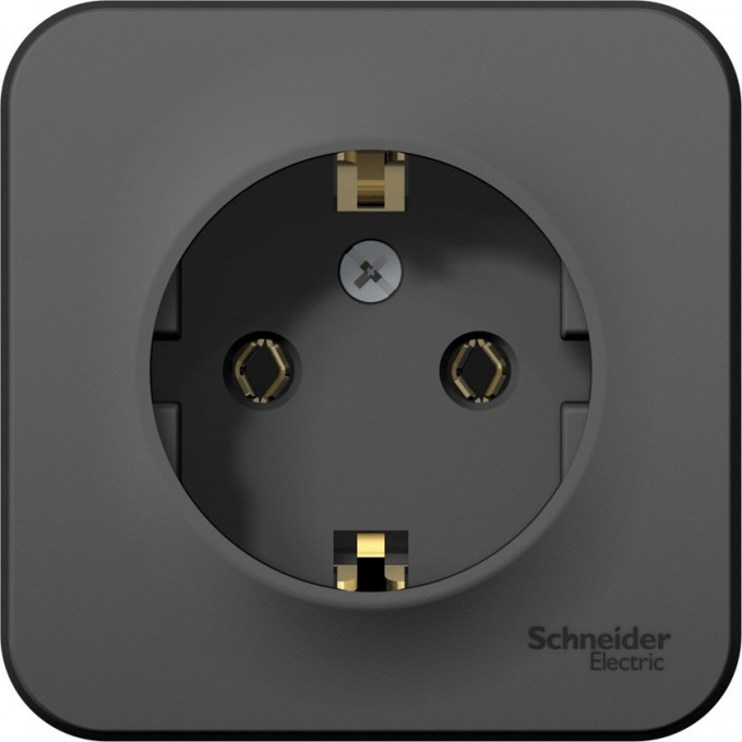 Розетка SCHNEIDER ELECTRIC BLANCA с заземлением, без шторок, 16А, 250В, антрацит BLNRA010106