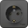 Розетка SCHNEIDER ELECTRIC BLANCA с заземлением, без шторок, 16А, 250В, антрацит BLNRA010106