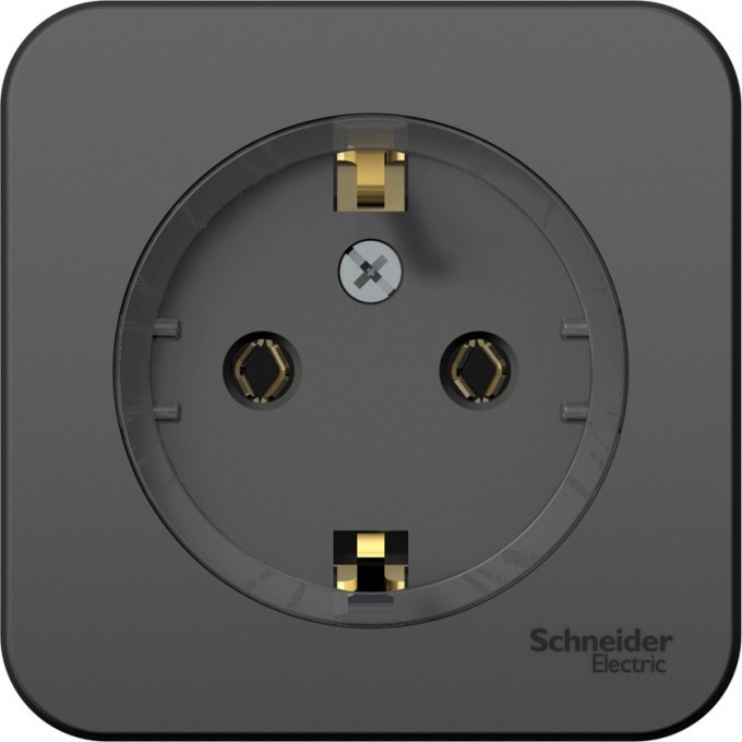 Розетка SCHNEIDER ELECTRIC BLANCA с заземлением, без шторок, (компакт), с изолирующей пластиной, 16А, 250В, антрацит BLNRA110116