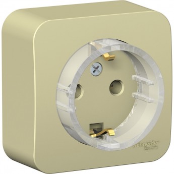 Розетка SCHNEIDER ELECTRIC BLANCA с заземлением, без шторок, (компакт), с изолирующей пластиной, 16А, 250В, бежевый