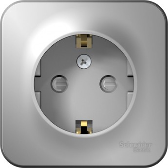 Розетка SCHNEIDER ELECTRIC BLANCA с заземлением, со шторками, 16А, 250В, алюминий
