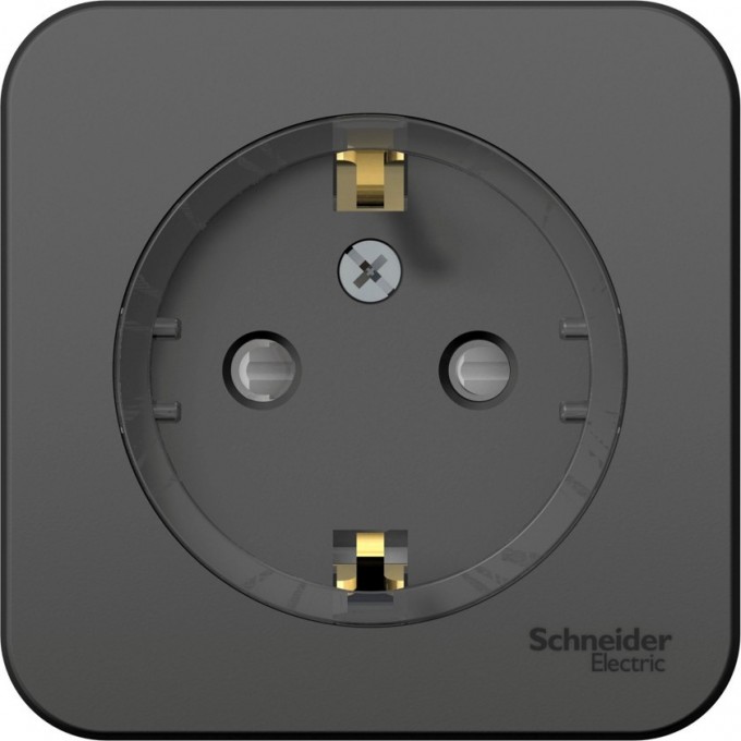 Розетка SCHNEIDER ELECTRIC BLANCA с заземлением, со шторками, (компакт), с изолирующей пластиной, 16А, 250В, антрацит BLNRA111116