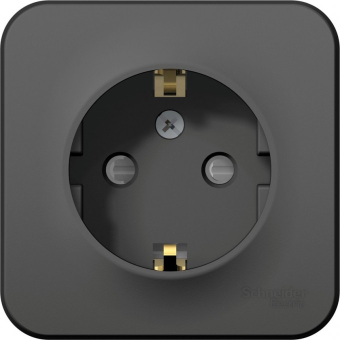 Розетка SCHNEIDER ELECTRIC BLANCA с заземлением, со шторками, с изолирующей пластиной, 16А, 250В, антрацит BLNRA011116