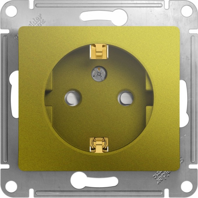 Розетка SCHNEIDER ELECTRIC GLOSSA с заземлением, со шторками, механизм, фисташковый GSL001045