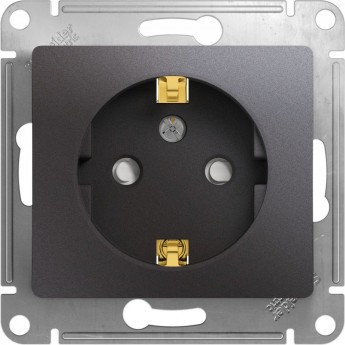 Розетка SCHNEIDER ELECTRIC GLOSSA с заземлением, со шторками, механизм, графит