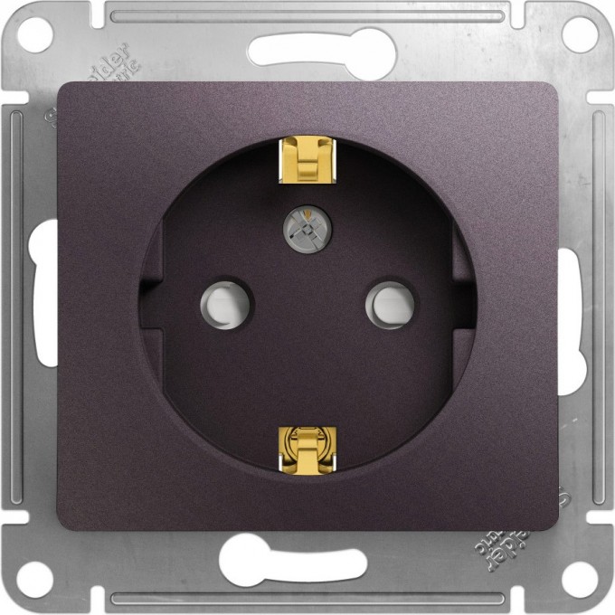 Розетка SCHNEIDER ELECTRIC GLOSSA с заземлением, со шторками, механизм, сиреневый туман GSL001445