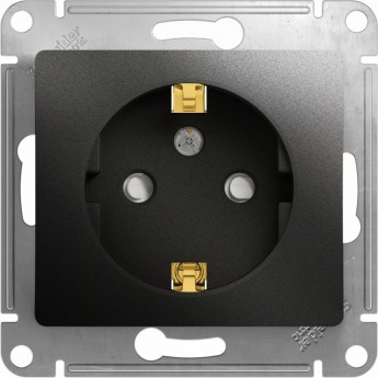 Розетка SCHNEIDER ELECTRIC GLOSSA с заземлением, со шторкой, механизм, антрацит