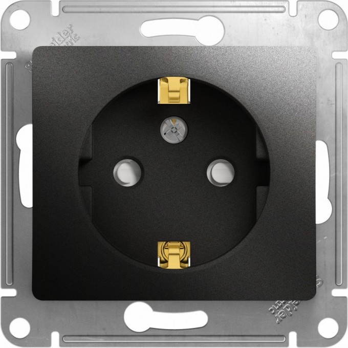 Розетка SCHNEIDER ELECTRIC GLOSSA с заземлением, со шторкой, механизм, антрацит GSL000745
