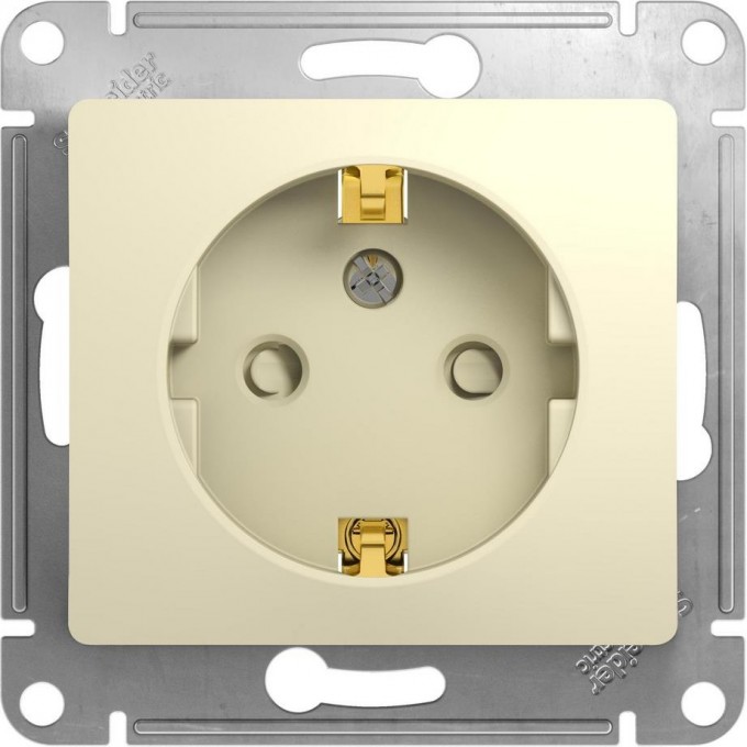 Розетка SCHNEIDER ELECTRIC GLOSSA с заземлением, со шторкой, механизм, бежевый GSL000245