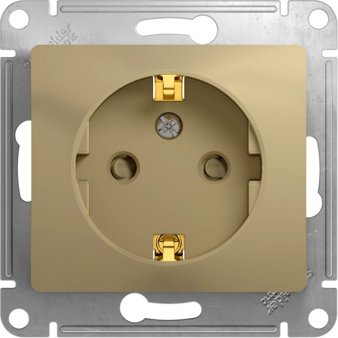 Розетка SCHNEIDER ELECTRIC GLOSSA с заземлением, со шторкой, механизм, титан GSL000445