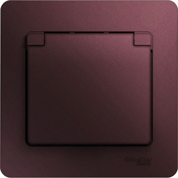 Розетка SCHNEIDER ELECTRIC GLOSSA с заземлением, со шторкой, с крышкой, в сборе, баклажановый GSL001146
