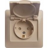 Розетка SCHNEIDER ELECTRIC GLOSSA с заземлением, со шторкой, с крышкой, в сборе, бежевый GSL000246