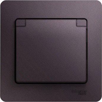 Розетка SCHNEIDER ELECTRIC GLOSSA с заземлением, со шторкой, с крышкой, в сборе, сиреневый туман