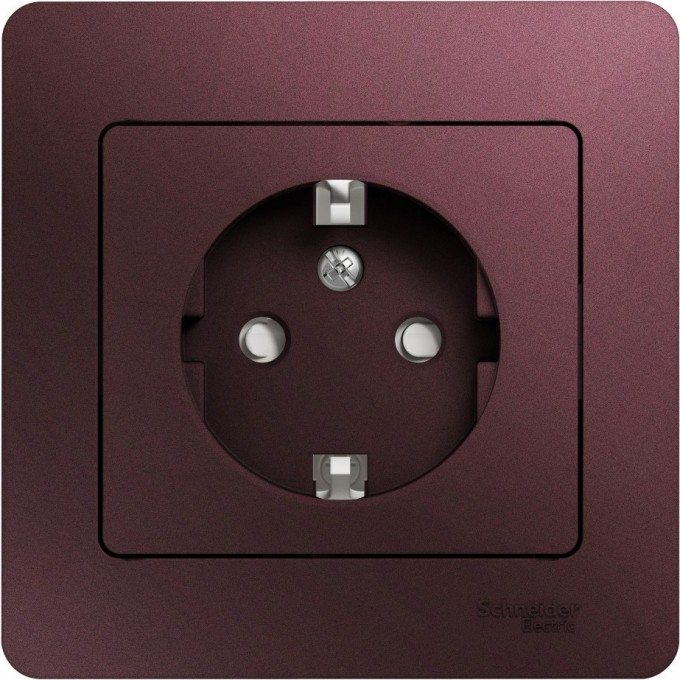 Розетка SCHNEIDER ELECTRIC GLOSSA с заземлением, со шторкой, в сборе, баклажановый GSL001144