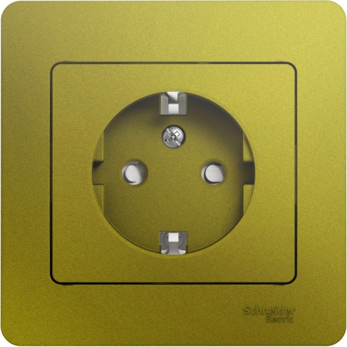Розетка SCHNEIDER ELECTRIC GLOSSA с заземлением, со шторкой, в сборе, фисташковый GSL001044