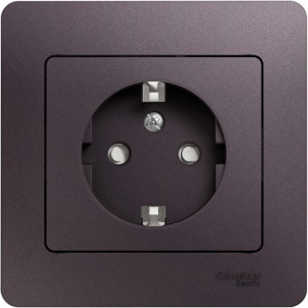 Розетка SCHNEIDER ELECTRIC GLOSSA с заземлением, со шторкой, в сборе, сиреневый туман