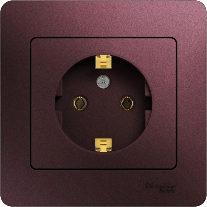 Розетка SCHNEIDER ELECTRIC GLOSSA с заземлением, в сборе, баклажановый GSL001142