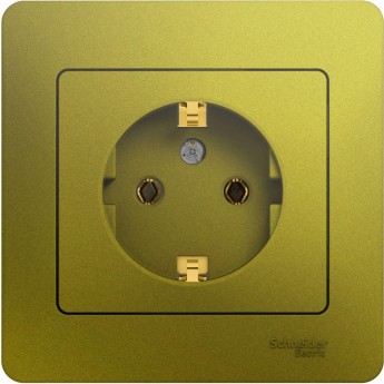 Розетка SCHNEIDER ELECTRIC GLOSSA с заземлением, в сборе, фисташковый