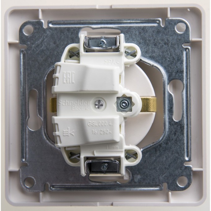 Розетка SCHNEIDER ELECTRIC GLOSSA с заземлением, в сборе, перламутр GSL000642
