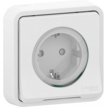 Розетка SCHNEIDER ELECTRIC MUREVA S в сборе, С/У с заземляющим контактом, с защитными шторками белый, IP55