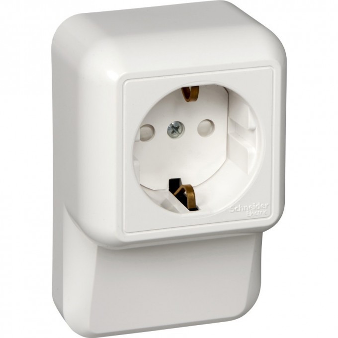 Розетка SCHNEIDER ELECTRIC ПРИМА О/У с заземлением, со шторками, ПЛИНТУСН.МОНТ.ПЛ.16А 250В, белый,опт.уп.Россия RA16-003-2M-B