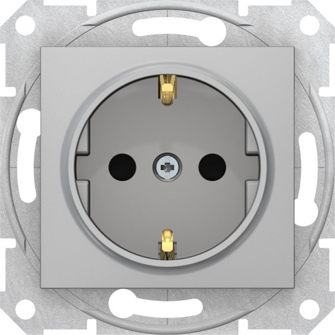 Розетка SCHNEIDER ELECTRIC SEDNA c з/к, со шторками, быстрозажимные контакты, алюминий SDN3001760