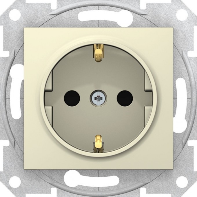 Розетка SCHNEIDER ELECTRIC SEDNA c з/к, со шторками, быстрозажимные контакты, бежевый SDN3001747