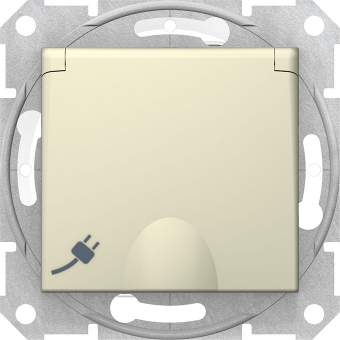 Розетка SCHNEIDER ELECTRIC SEDNA IP44 с з/к, с крышк, cо шторками, быстрозаж. конт, бежевый SDN3100547