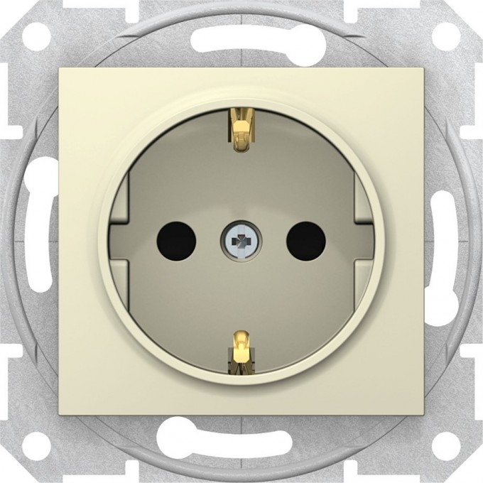 Розетка SCHNEIDER ELECTRIC SEDNA с зазем. конт., с защит. шторками, бежевый SDN3000147