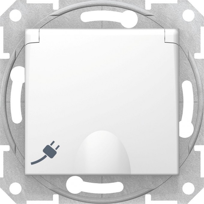 Розетка SCHNEIDER ELECTRIC SEDNA с зазем. конт., с защит. шторками, с крышкой, белый SDN3100121