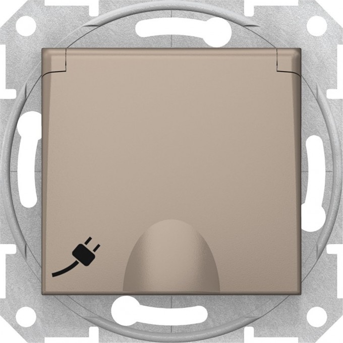 Розетка SCHNEIDER ELECTRIC SEDNA с зазем. конт., с защит. шторками, с крышкой, титан SDN3100168
