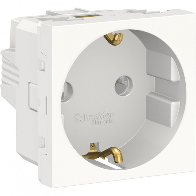 Розетка SCHNEIDER ELECTRIC UNICA MODULAR розетка с заземлением, без шторок, с винтовыми зажимами, 16А, 250В, 2 модуля, белый NU303618