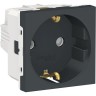 Розетка SCHNEIDER ELECTRIC UNICA MODULAR с заземлением, со шторками, с винтовыми зажимами, 16А, 250В, 2 модуля, антрацит NU303754