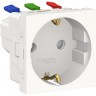 Розетка SCHNEIDER ELECTRIC UNICA MODULAR с заземлениям, со шторками, с быстрозажимными клеммами, 16А 250В, 2 модуля, белый NU305718