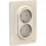 Розетка SCHNEIDER ELECTRIC UNICA NEW двойная, без заземления, со шторками, с винтовыми зажимами, бежевый NU206344