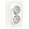 Розетка SCHNEIDER ELECTRIC UNICA NEW двойная, с заземлением, со шторками, с винтовыми зажимами, белый NU206718