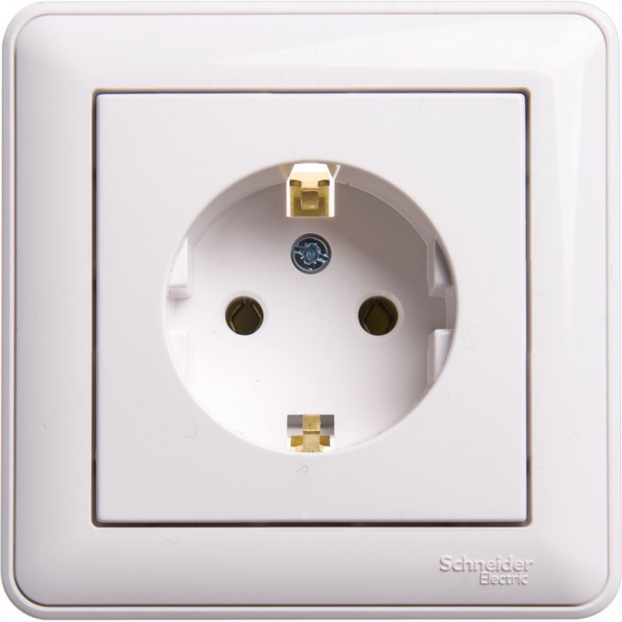 Розетка SCHNEIDER ELECTRIC W59 с заземлением без шторок, 16А, в сборе, белый RS16-154-18
