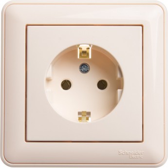 Розетка SCHNEIDER ELECTRIC W59 с заземлением без шторок, 16А, в сборе, слоновая кость