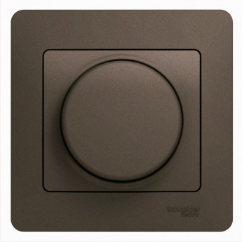 Светорегулятор (диммер) SCHNEIDER ELECTRIC GLOSSA, поворотно-нажимной, LED, RC, 630Вт, в сборе, шоколад