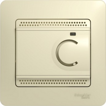 Термостат электрический SCHNEIDER ELECTRIC GLOSSA теплого пола с датчиком,от+5до+50°C,10A,в сборе, БЕЖЕВЫЙ