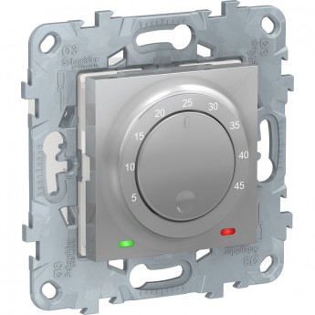 Термостат теплого пола SCHNEIDER ELECTRIC UNICA NEW, 10А, выносной термодатчик, алюминий