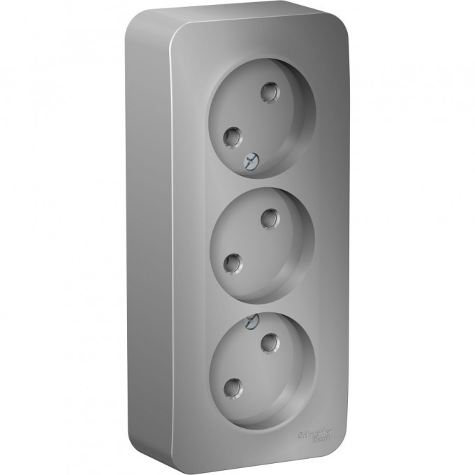 Трёхместная розетка SCHNEIDER ELECTRIC BLANCA без заземления, без шторок, с изолирующей пластиной, 16А, 250В, АЛЮМИНИЙ BLNRA000313