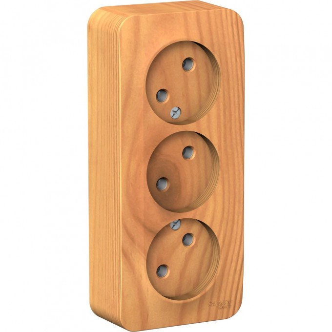 Трёхместная розетка SCHNEIDER ELECTRIC BLANCA без заземления, без шторок, с изолирующей пластиной, 16А, 250В, ЯСЕНЬ BLNRA000315