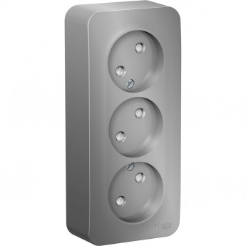 Трёхместная розетка SCHNEIDER ELECTRIC BLANCA без заземления, со шторками, с изолирующей пластиной, 16А, 250В, АЛЮМИНИЙ