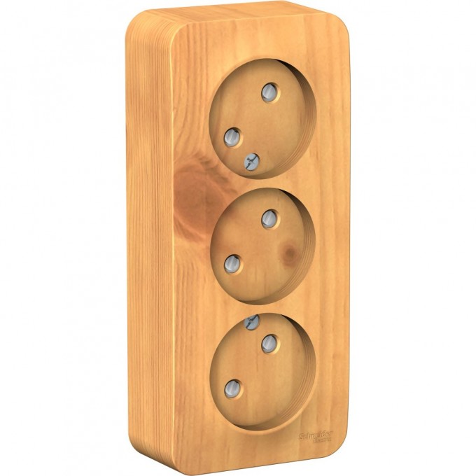 Трёхместная розетка SCHNEIDER ELECTRIC BLANCA без заземления, со шторками, с изолирующей пластиной, 16А, 250В, ЯСЕНЬ BLNRA001315