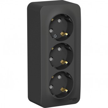 Трёхместная розетка SCHNEIDER ELECTRIC BLANCA с заземлением, со шторками, с изолирующей пластиной, 16А, 250В, АНТРАЦИТ