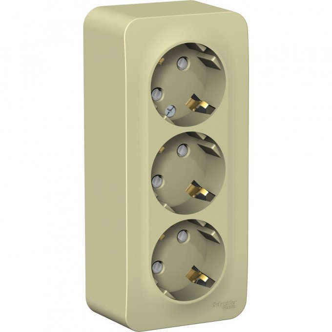 Трёхместная розетка SCHNEIDER ELECTRIC BLANCA с заземлением, со шторками, с изолирующей пластиной, 16А, 250В, БЕЖЕВЫЙ BLNRA011317