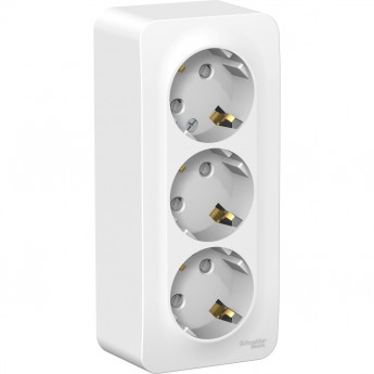 Трёхместная розетка SCHNEIDER ELECTRIC BLANCA с заземлением, со шторками, с изолирующей пластиной, 16А, 250В, БЕЛЫЙ